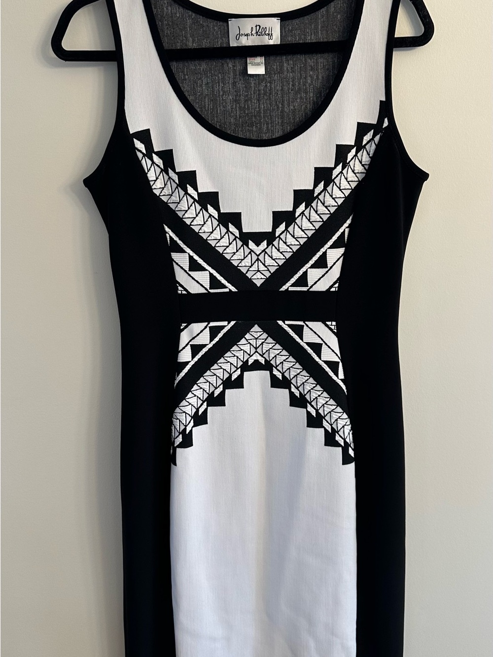 Joseph Ribkoff Black & White Geometric Sheath Dress Size 10